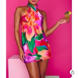 Show Me Your Mumu Jasmine Halter Mini Dress in Waterlily